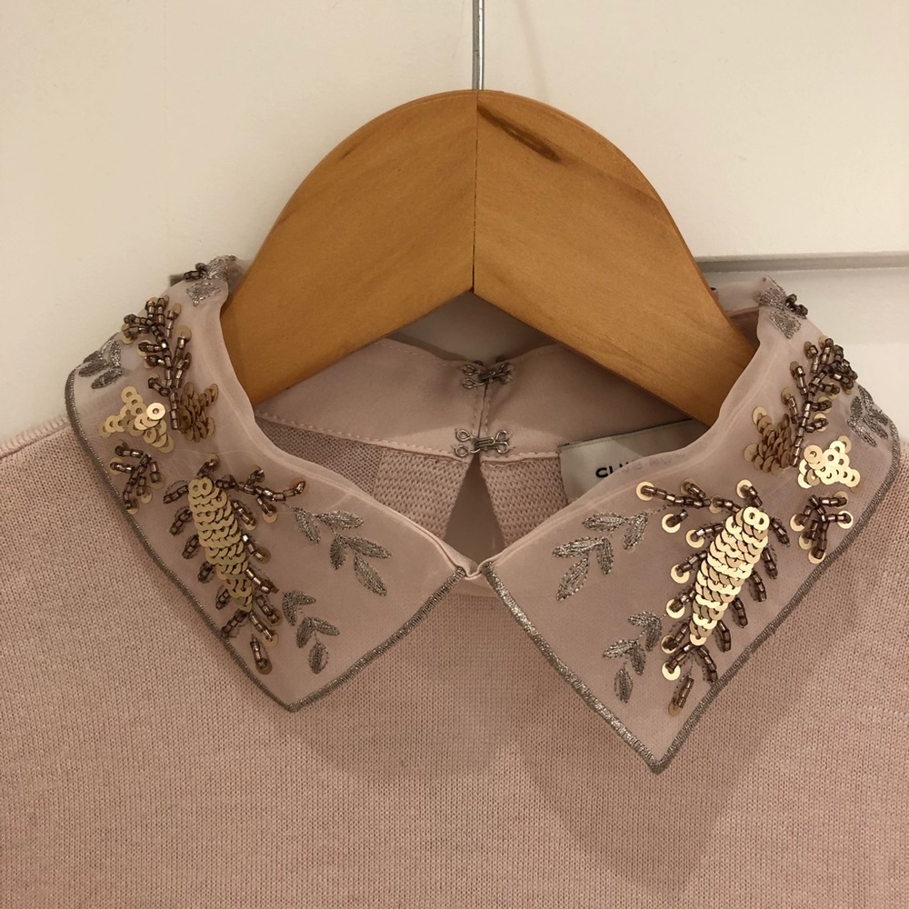 NWT**Club Monaco Sweater with Embroidered Collar